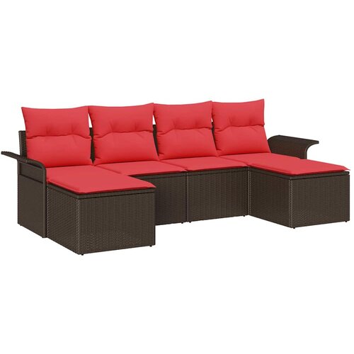  Sjedeća garnitura za vrt 6 kom. Smeđa Poli ratan 251 x 62 x 85 cm Slike