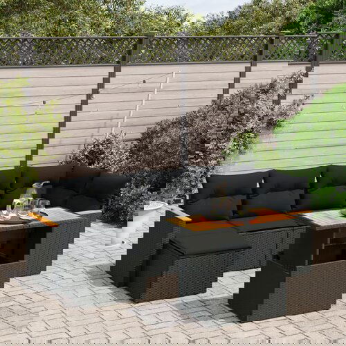 VidaXL 7-dijelni set vrtnih sofa od poliratana s jastucima crni Slike