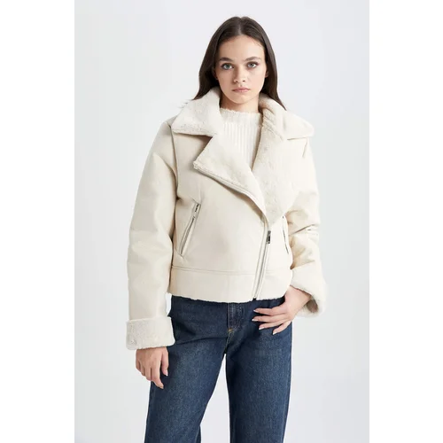 Defacto Relax Fit Suede Furry Faux Leather Coat