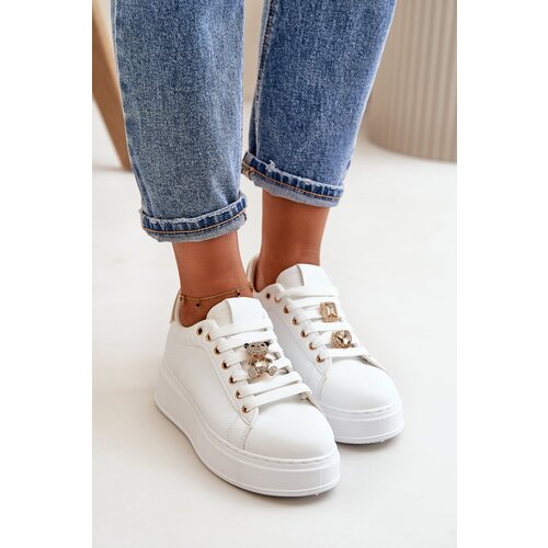 Kesi Women's platform sneakers with a teddy bear white Vailina Cene