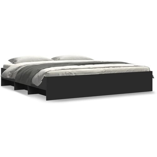  Okvir za krevet crni 200 x 200 cm konstruirano drvo Slike