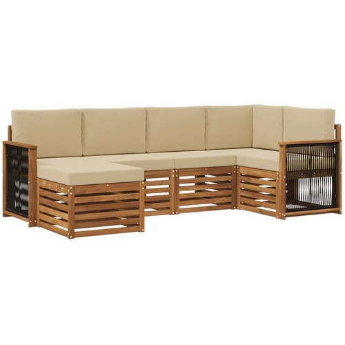 vidaXL Kotna sedežna garnitura z blazino 5 pcs Naravna, (5000283364) Cene