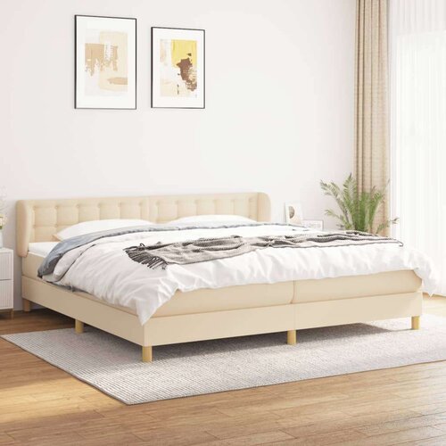  S oprugama i madracem krem 200 x 200 cm od tkanine Slike