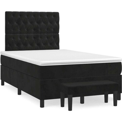 VidaXL Krevet box spring s madracem crni 120 x 190 cm bar&amp;scaron;unasti Slike
