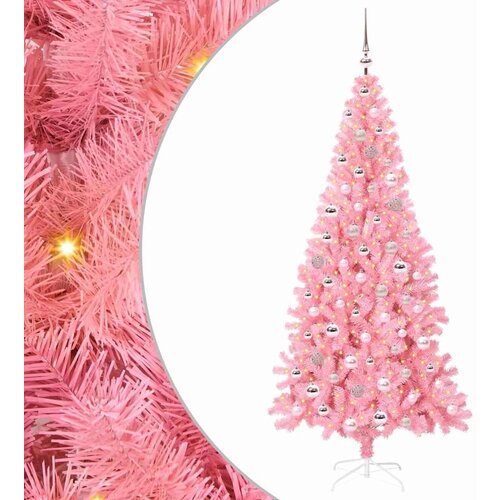 VidaXL Božićno drvce s 300 LED svjetlima Ružičasta 210 cm PVC Slike