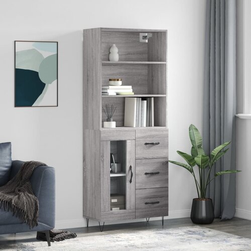 vidaXL Visoka komoda siva sonome 69 5x34x180 cm od konstruiranog drva Cijene