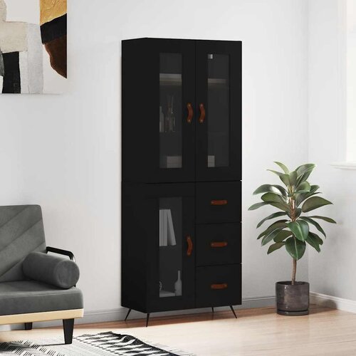  Visoka komoda crni 69,5x34x180 cm konstruirano drvo Cene
