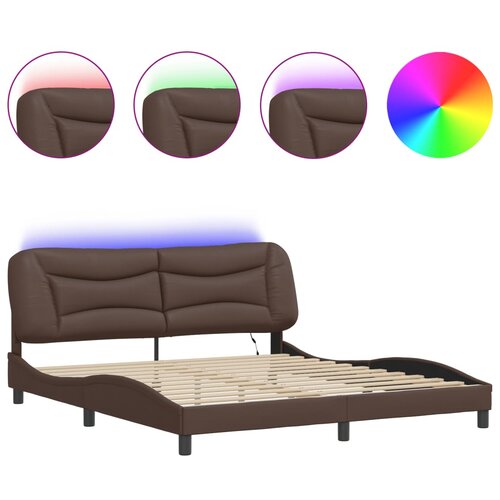 VidaXL Posteljni okvir z LED lučkami rjav 180x200 cm umetno usnje, (21112316) Slike