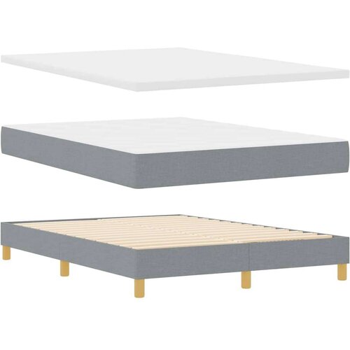  Krevet s box springom s madracem i LED svjetlom svjetlosive boje 140x200 cm tkanina Slike