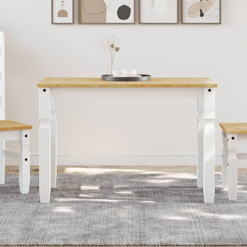  Blagovaonski stol Corona bijeli 112x60x75cm od masivne borovine Slike