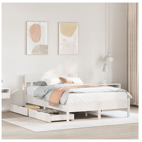 VidaXL Okvir kreveta bez madraca bijeli 150x200 cm od masivne borovine Slike