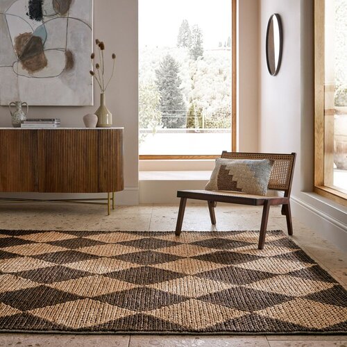 Flair Rugs Ročno tkana preproga iz me&amp;scaron;anice jute v rjavi in naravni barvi 120x170 cm Effie Diamond &amp;ndash; Slike
