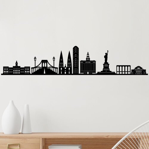 Wallity Zidna dekoracija New York Skyline, 120x24 cm, 1.5 mm, Crna Slike