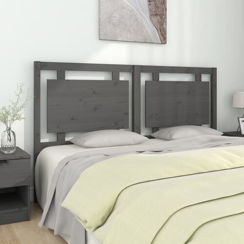 VidaXL Uzglavlje za krevet sivo 165,5 x 4 x 100 cm od masivne borovine Slike
