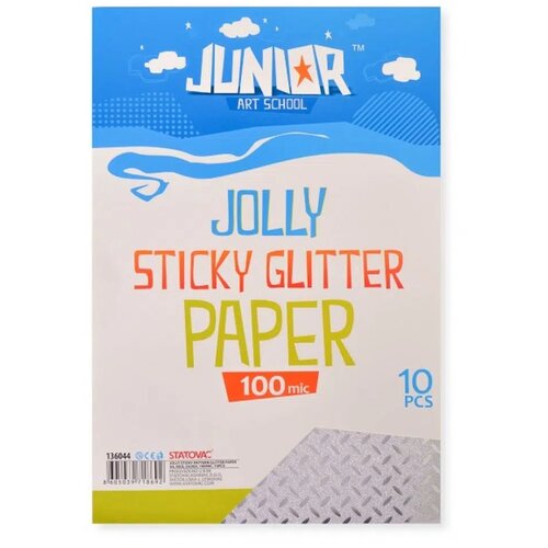 Junior jolly Sticky Glitter Paper, papir samolepljiv A4, 10K, odaberite nijansu Srebrna rice Slike