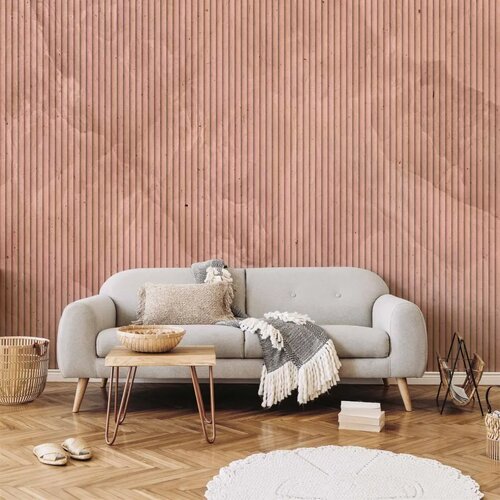  Foto tapeta - Pink reed - solid background with textured vertical stripes with pattern 250x175 Premium Cene