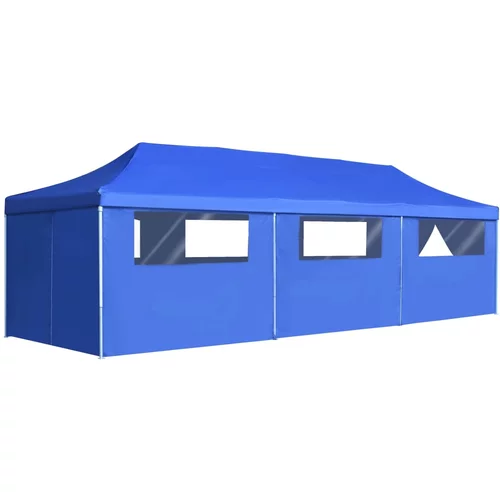 Sklopivi šator za zabave s 8 bočnih zidova 3 x 9 m plavi