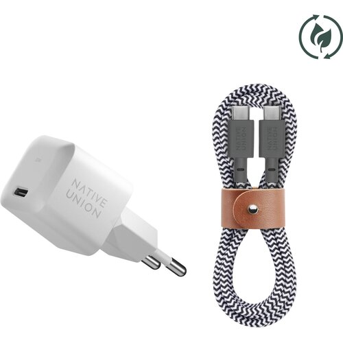 NATIVE UNION 30W USB-C Fast GaN Charger White + USB-C Cable Zeb. Slike