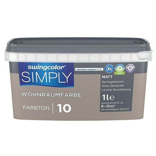 SWINGCOLOR Boja za zid Simply (Smeđa – br. 10, Mat, 1 l) Cijene