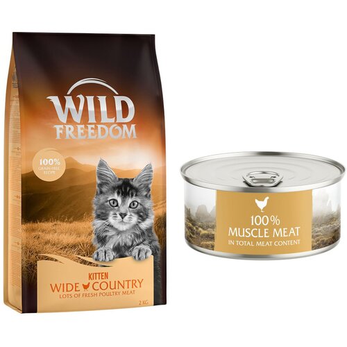 Wild Freedom suha mačja hrana 6,5 kg + WF Instinctive mokra mačja hrana 6 x 70 g po posebni ceni! - Kitten "Wide Country" perutnina - recept brez žit 6,5 kg + Instinctive Wide Praries - piščanec 6 x 70 g Cene