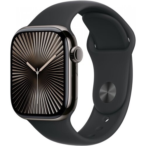 Apple watch series 10 gps + cellular 42mm slate titanium case with black sport band - m/l&amp;quot; Slike