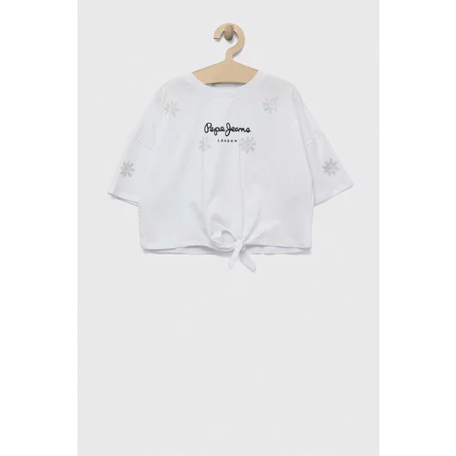 Pepe Jeans Otroška bombažna kratka majica Garland bela barva