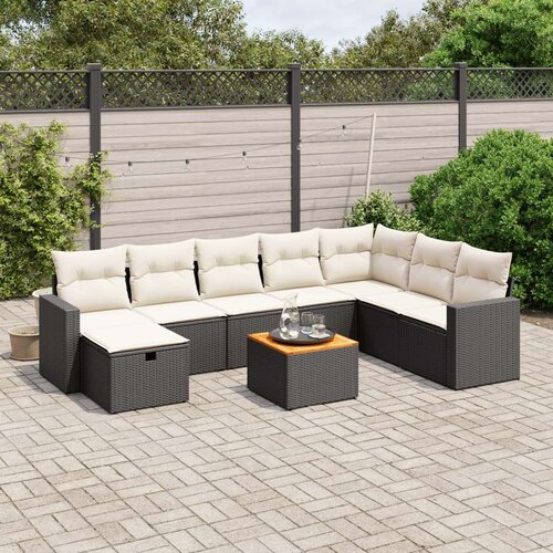 vidaXL 9-dijelni set vrtnih sofa s jastucima crni od poliratana Cijene