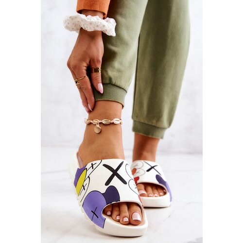 Boto Printed Rubber Slippers White Monsters Cene