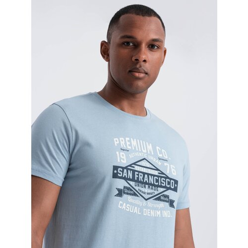 Ombre San Francisco men&amp;#039;s printed cotton t-shirt - blue Slike