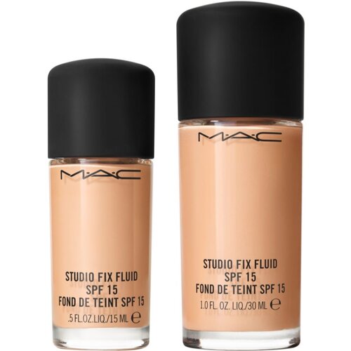 MAC Cosmetics Studio Fix Fluid SPF 15 24HR Matte Foundation + Oil Control Mini matirajoči tekoči puder SPF 15 odtenek NW20 15 ml Slike