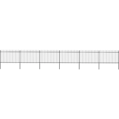 vidaXL Vrtna ograja s koničastimi vrhovi jeklo 10,2x1,2 m črna