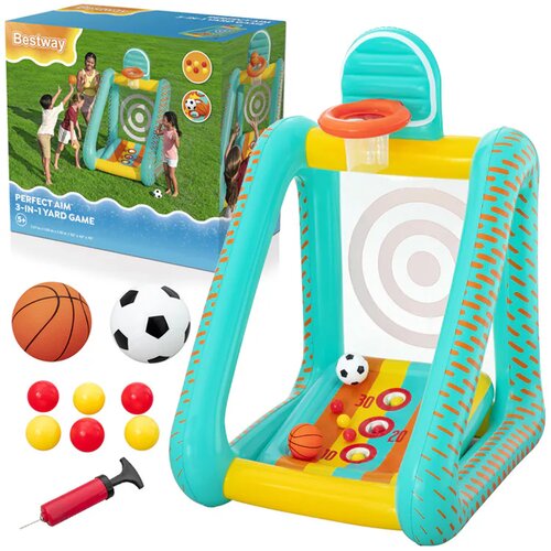 Bestway 3-u-1 vrtna igra ko&amp;scaron;arka + nogomet + gol 127x109x178cm 52813 Slike