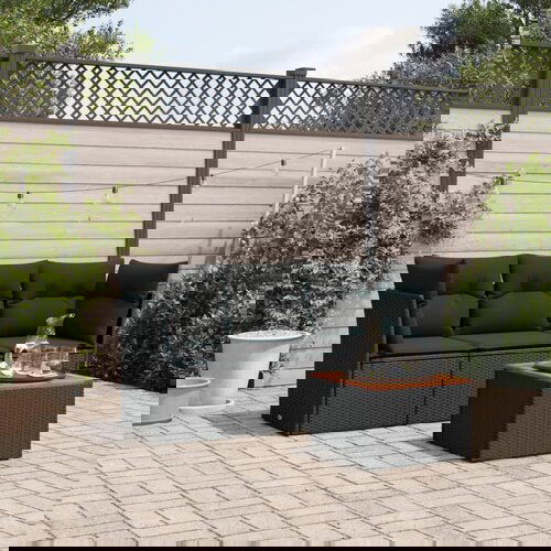  The Living Store Vrtna sedežna garnitura 4-delna z blazinami črna poli ratan - Vrtna Sedežna Garniture, (21480660) Cene