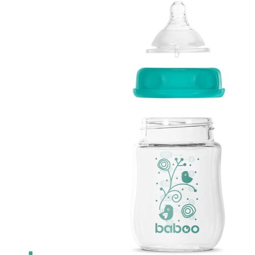 Baboo Anti-colic Glass Feeding Bottle Wide Neck steklenička za dojenčke 0m+ 150 ml Slike