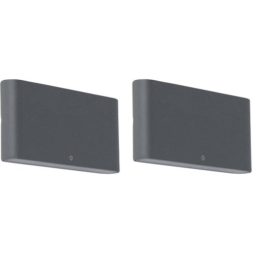 QAZQA Komplet 2 zunanjih stenskih svetilk temno siva 17,5 cm vključno z LED - Batt Slike