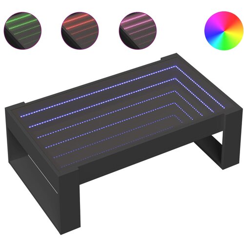 Maison Chic Klubska mizica - kavna mizica - Nizka mizica z neskončnimi LED črna 90x53x30 cm, (21752270) Cene