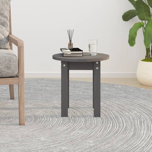  Stolić za kavu sivi &amp;Oslash; 35x35 cm od masivne borovine Slike