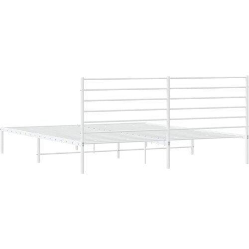  Metalni okvir za krevet s uzglavljem bijeli 200x200 cm Slike