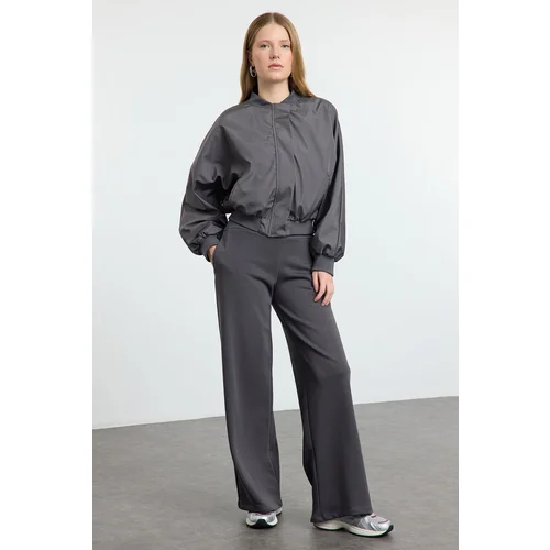 Trendyol Anthracite Thin Extra High Waist Wide Leg/Wide Cut Trousers