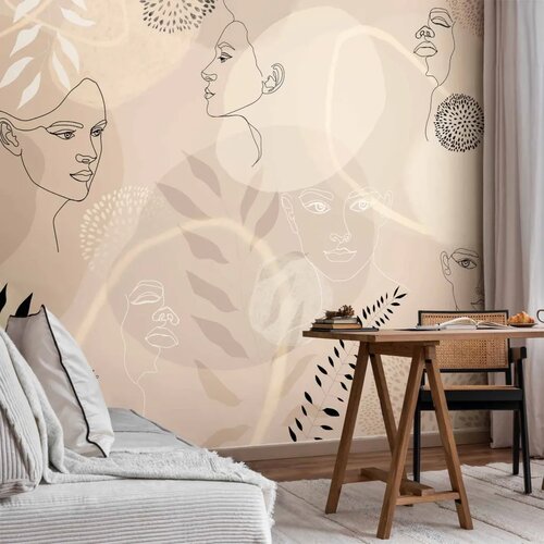  Foto tapeta - Beige Line Art 400x280 Slike