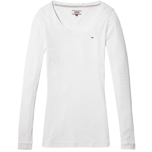 Tommy Hilfiger Jeans Tommy Jeans T-shirt - TJW ORIGINAL RIB LONGSLEEVE white Cene