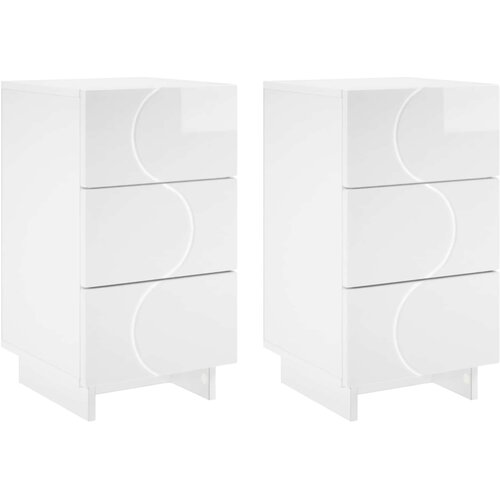  Noćni ormar 2 pcs Bijela visokog sjaja 33,5 x 34,5 x 60 cm Slike