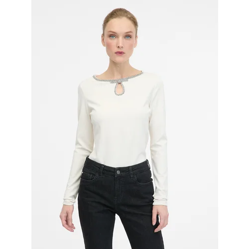 Orsay Cream women's blouse with long sleeves - Ladies