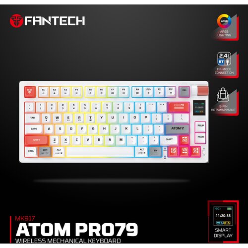 Fantech Tastatura mehanička Gaming MK917 RGB Atom PRO79 Wireless bela (Red switch) Cene