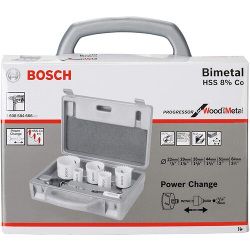 Bosch 9-delni set testera za otvore Progressor za električare 22; 29; 35; 44; 51; 64 mm - 2608584666 Slike