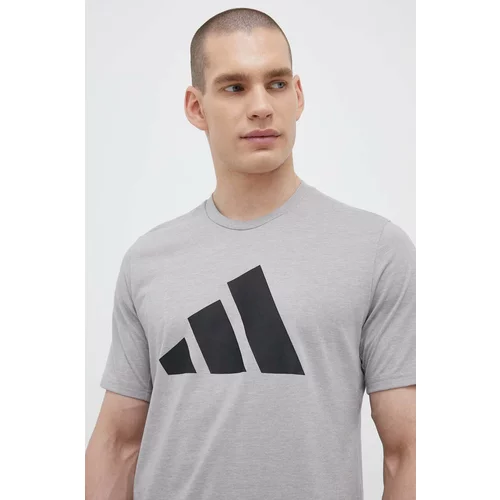 Adidas Kratka majica za vadbo Train Essentials Feelready Logo siva barva