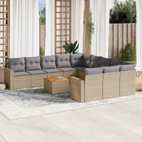 vidaXL 12-dijelni set vrtnih sofa s jastucima bež od poliratana Cijene