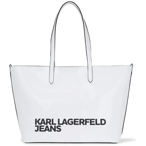 KARL LAGERFELD JEANS Vrečasta torba črna / bela