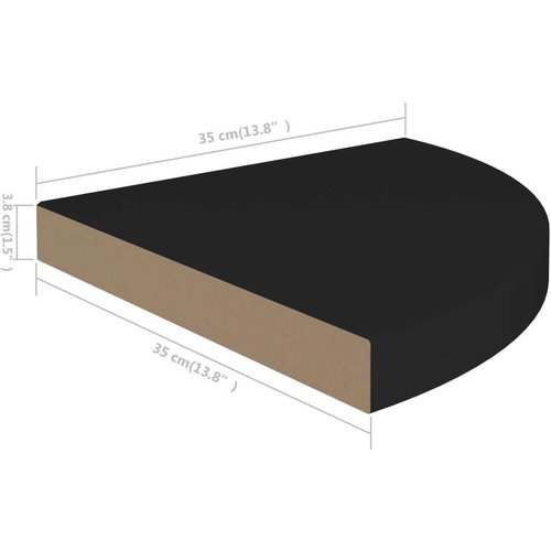  Plutajuća kutna polica crna 35 x 35 x 3 8 cm MDF Slike