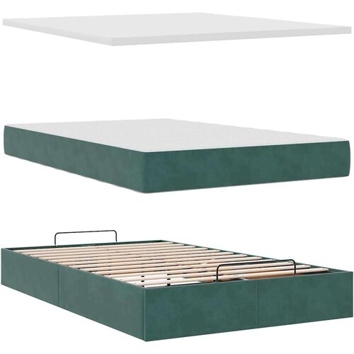 VidaXL okvir za krevet s madraca tamnozeleni 120x190 cm bar&amp;scaron;unasti Slike